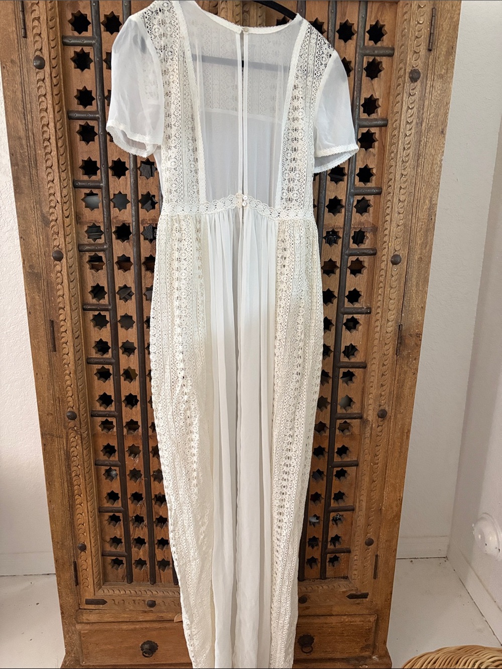 LC Lauren Conrad Ivory Lace & Sheer Maxi Dress